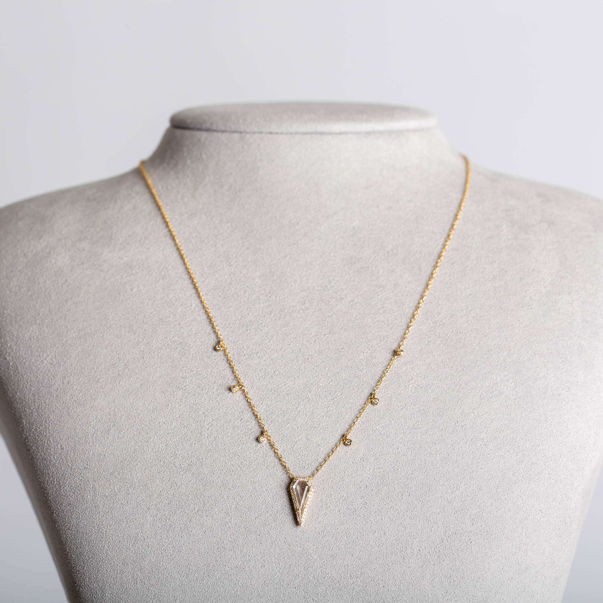 Lange Diamant Prinzessinnen Halskette | 14K Gelbgold 1
