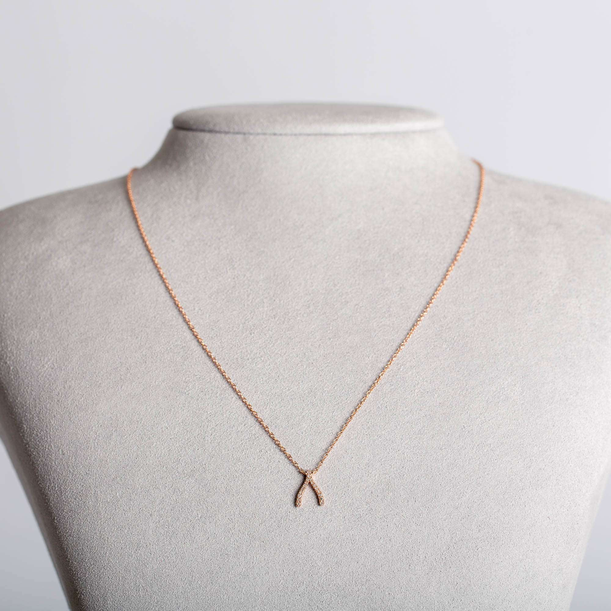 Diamant Glücksknochen Halskette | 14K Roségold 1