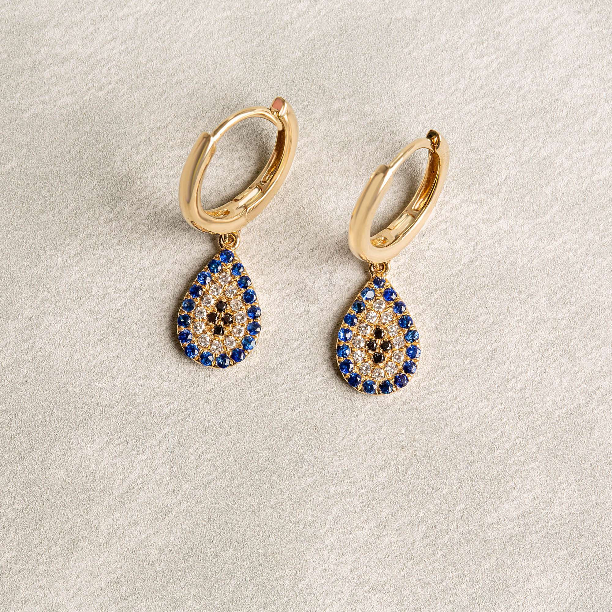 Diamant Birne Huggies Ohrring | 14K Weissgold | 1