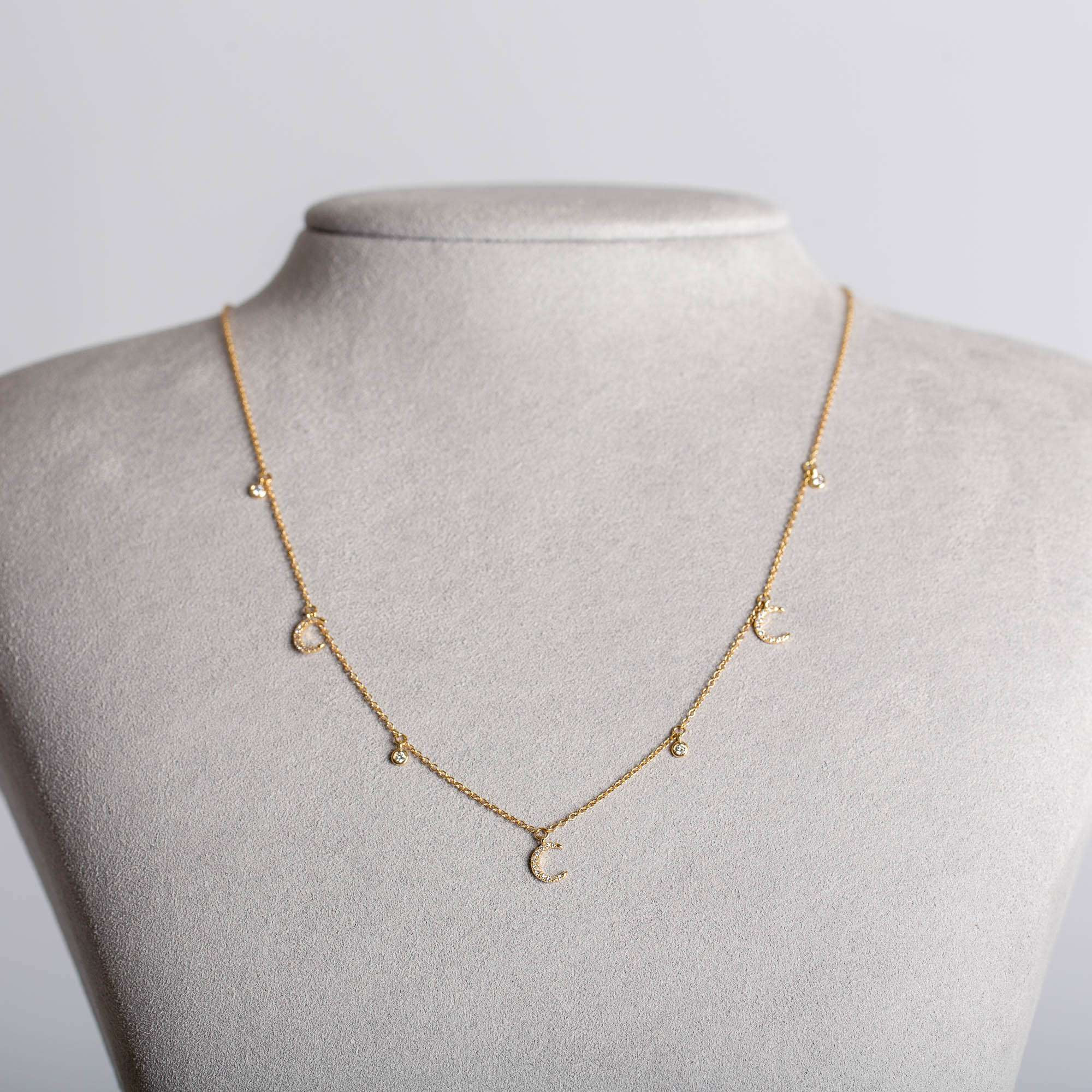 Diamond Triple Moon Necklace | 18K Yellow Gold 1