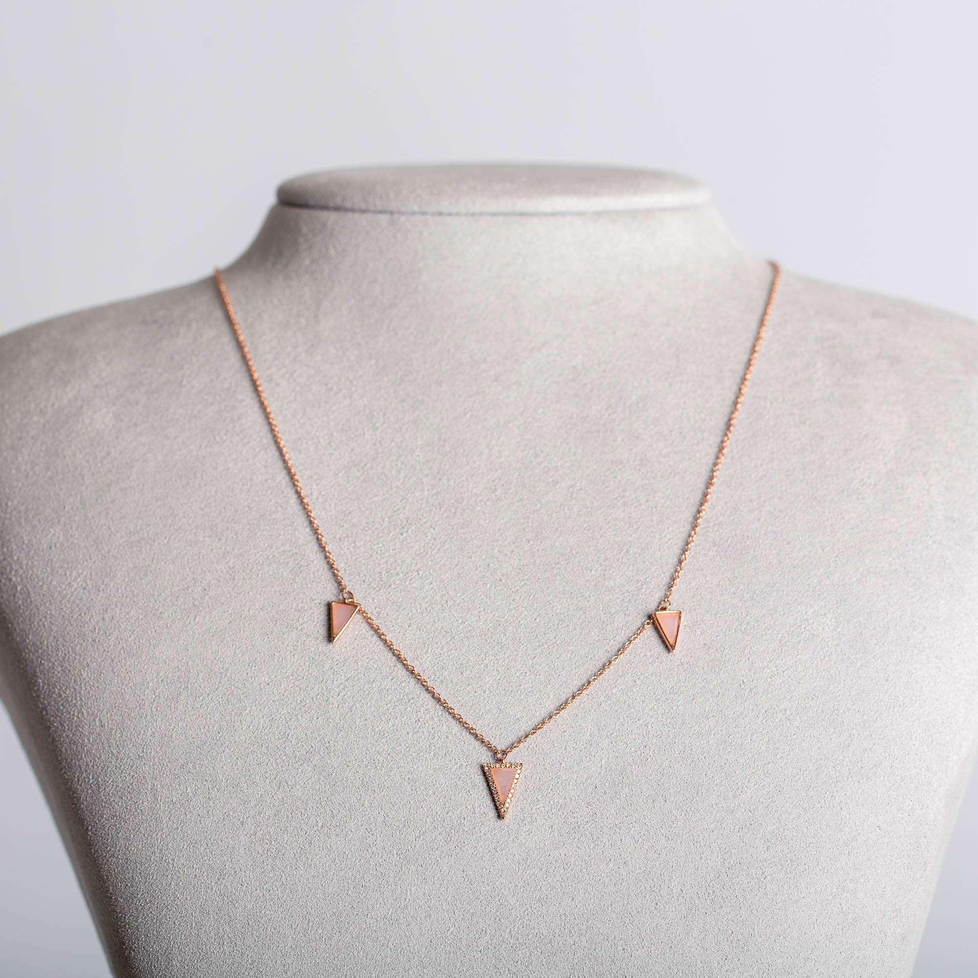Diamond Triple Triangle Necklace | 14K White gold 1