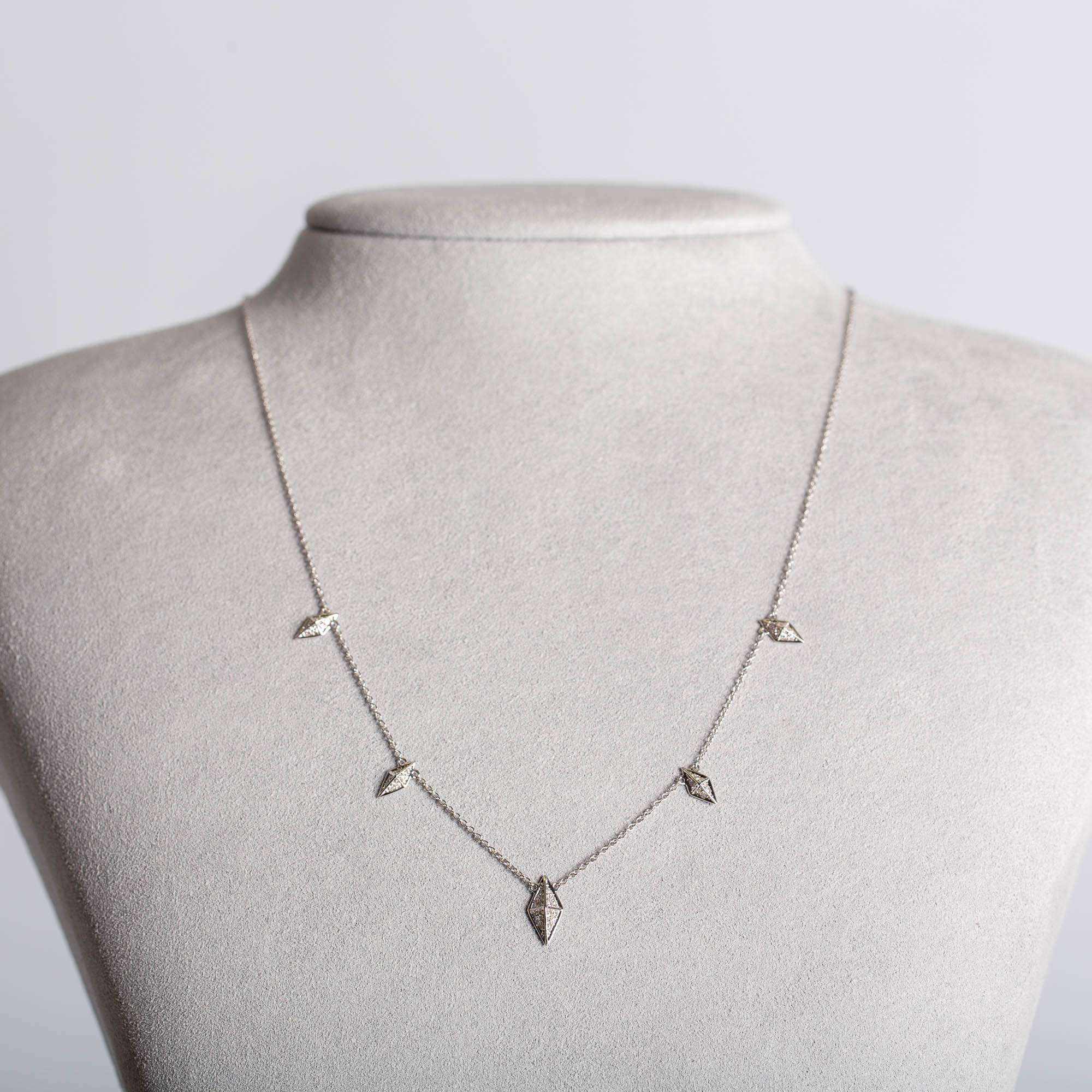 Five Pyramid Diamond Necklace - Platinum 1