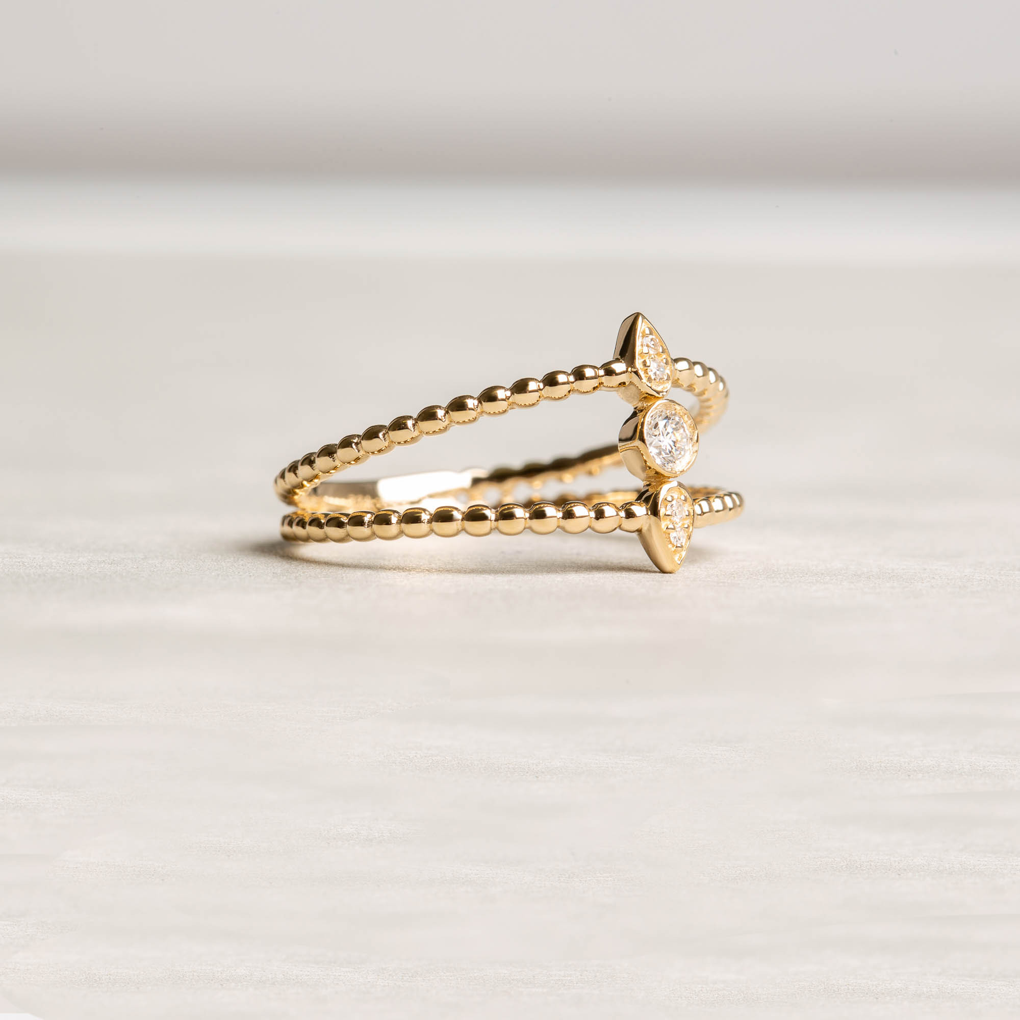 Goldener Schnatz Diamantring | 14K Gelbgold | 2
