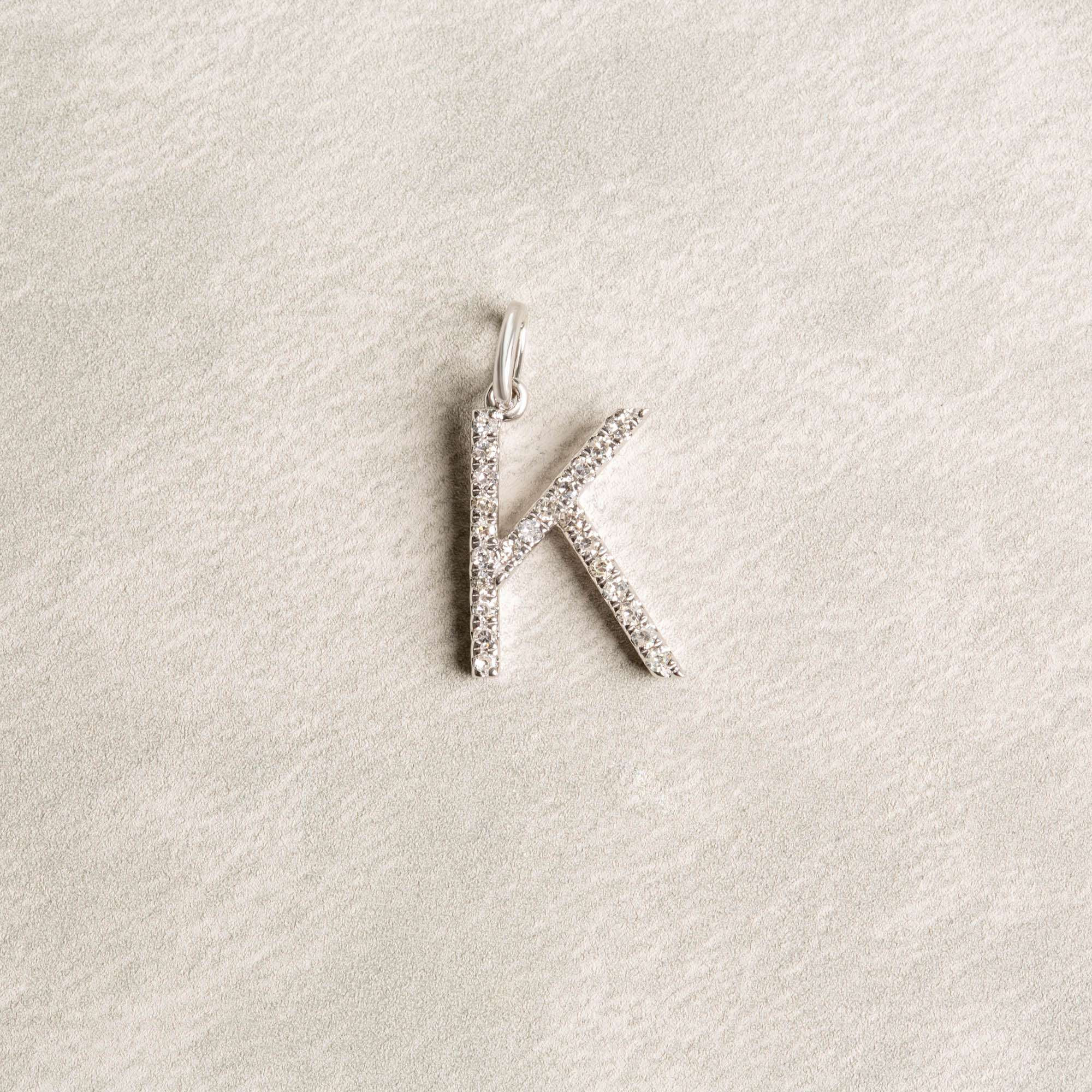 Letter Diamond Pendant | 14K White gold 7