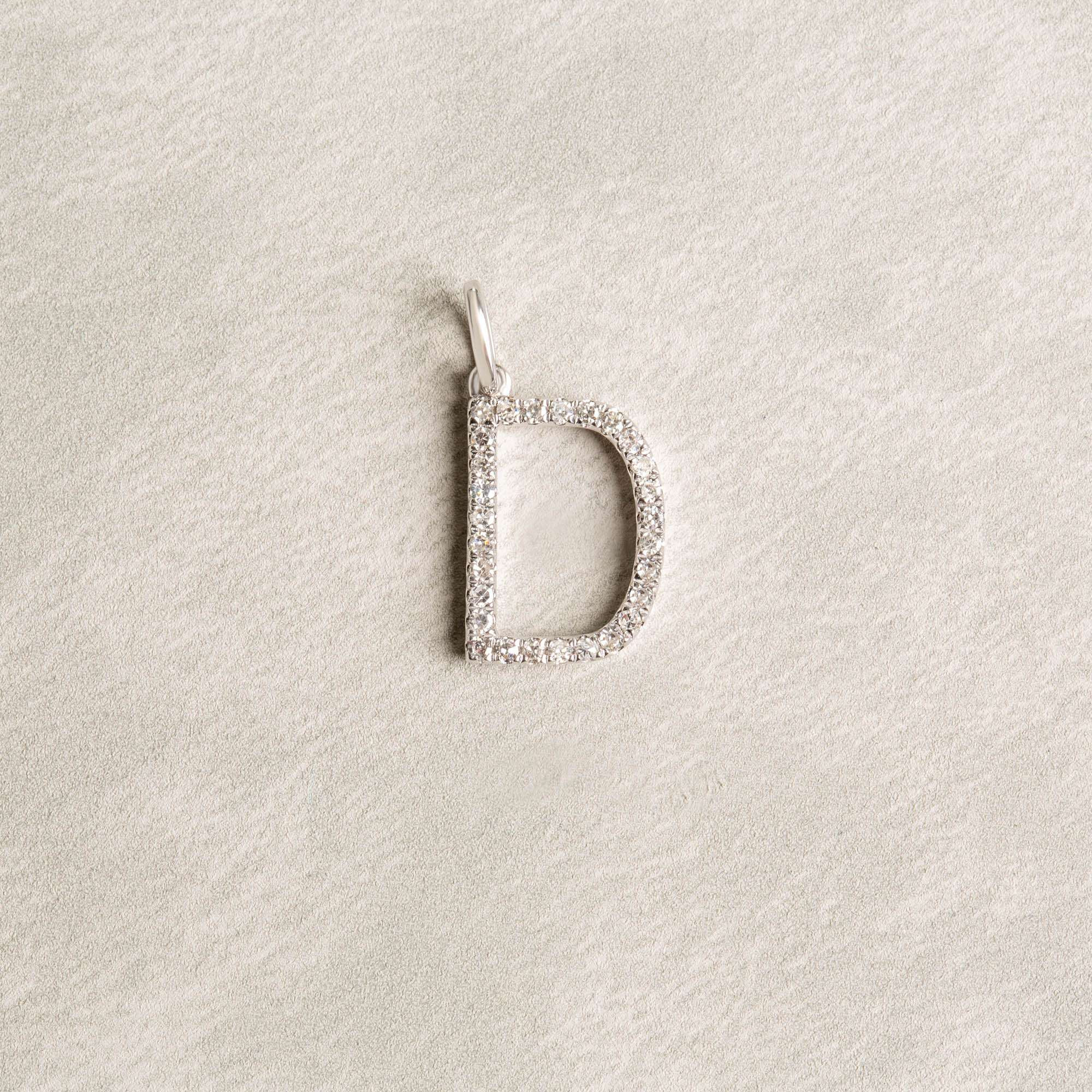 Letter Diamond Pendant | 14K White gold 3