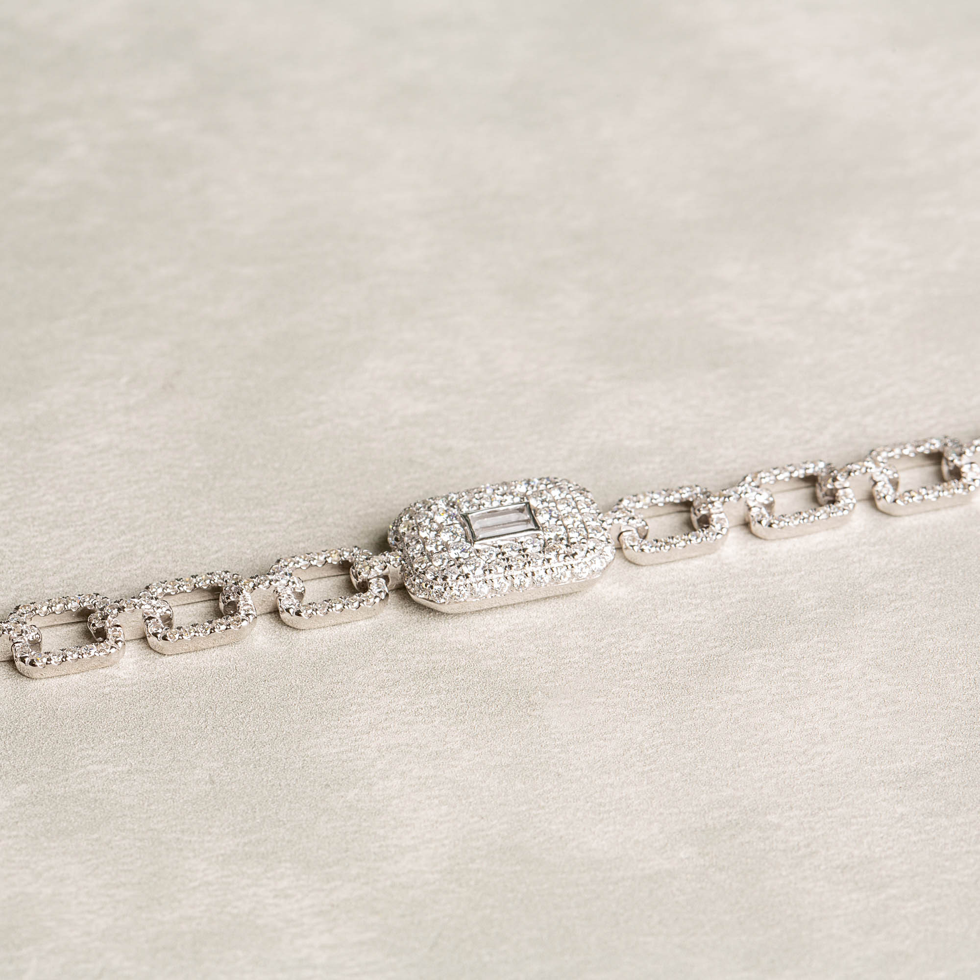 Bracelet chaîne à diamants simple rangée - Platine 2