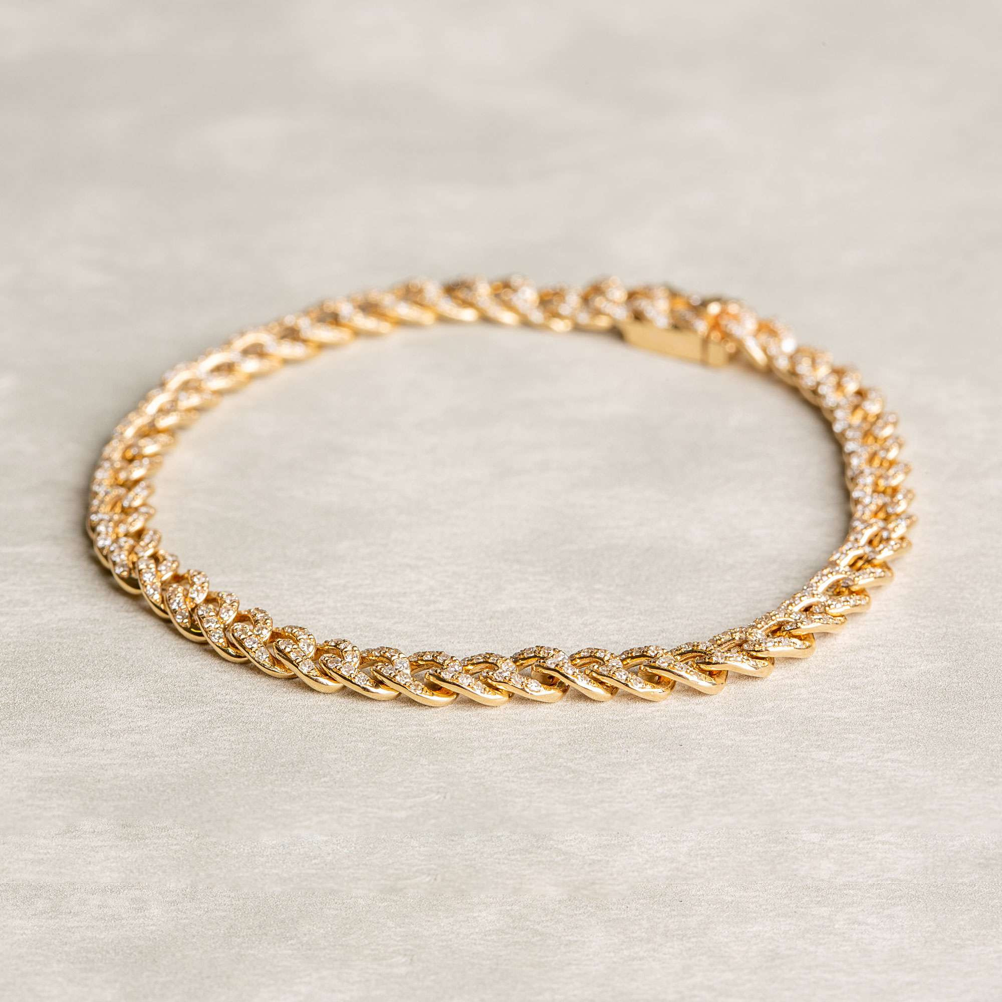 Single Row Diamond Curb Bracelet | 14K White gold 1
