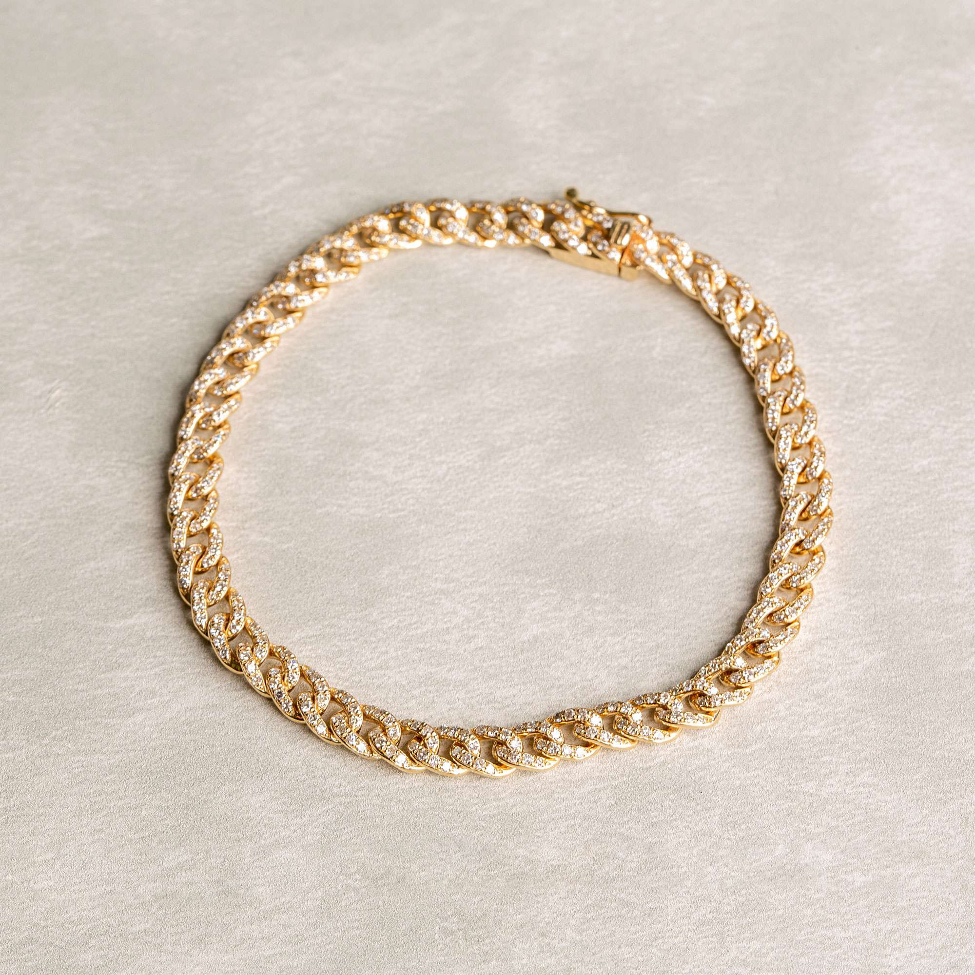 Single Row Diamond Curb Bracelet | 14K White gold 2
