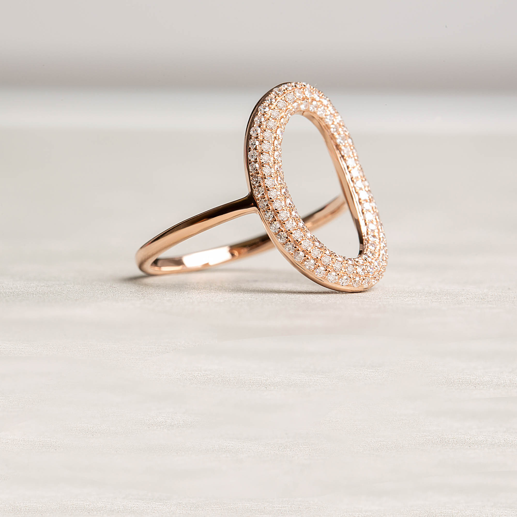 Three Row Loop Diamond Ring | 14K Rose gold 2