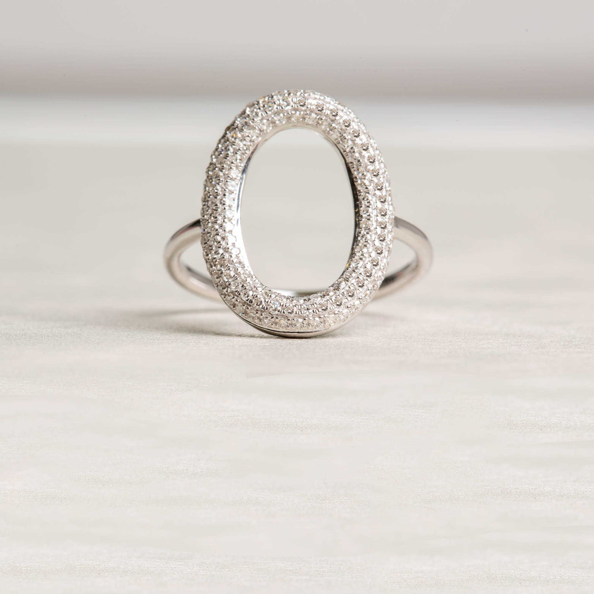 Three Row Loop Diamond Ring | 18K White Gold 1