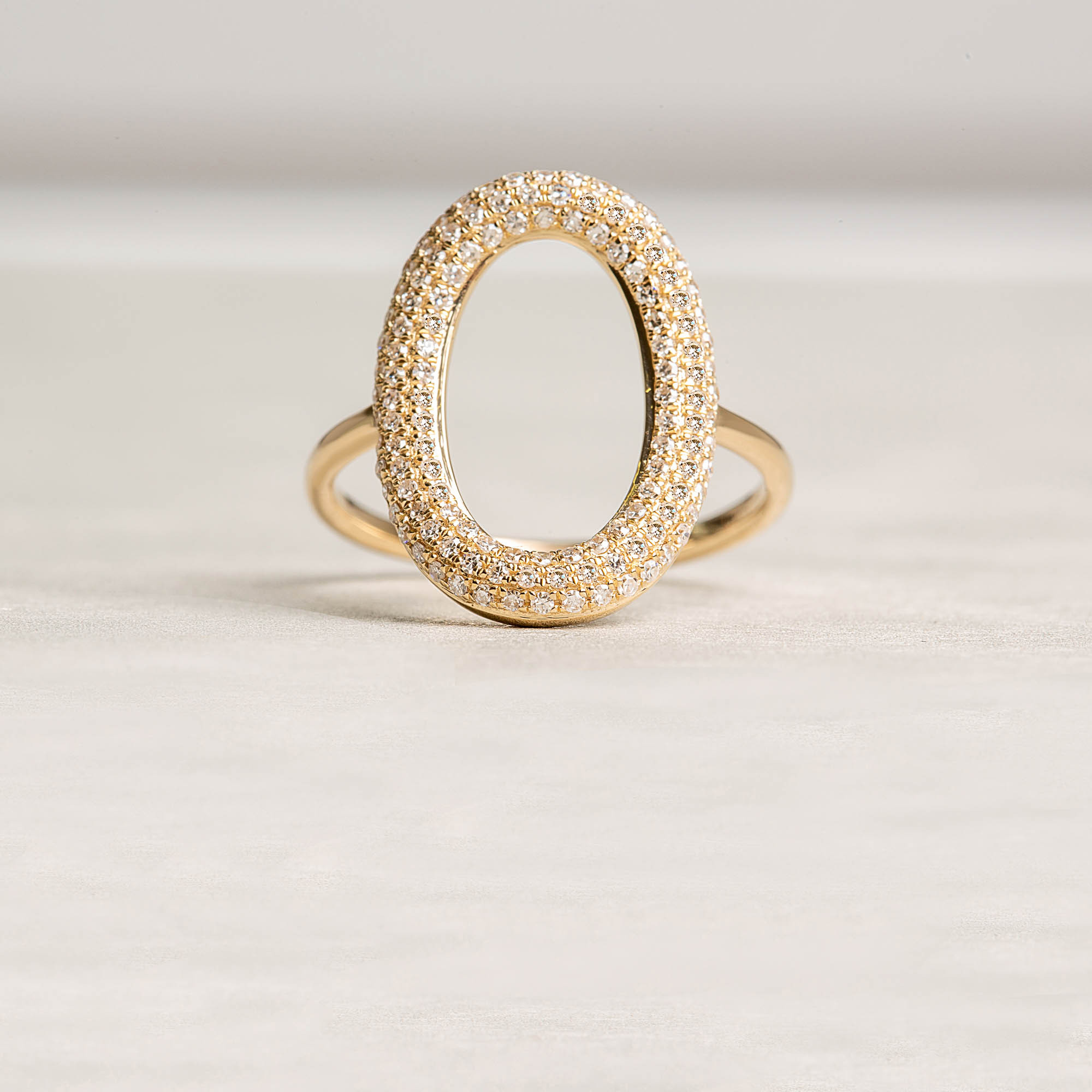 Three Row Loop Diamond Ring | 18K Yellow Gold 1