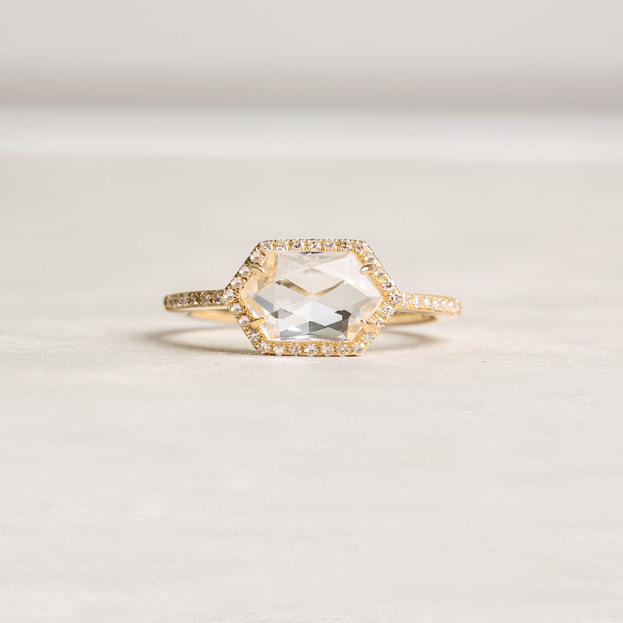 White topaz diamond ring