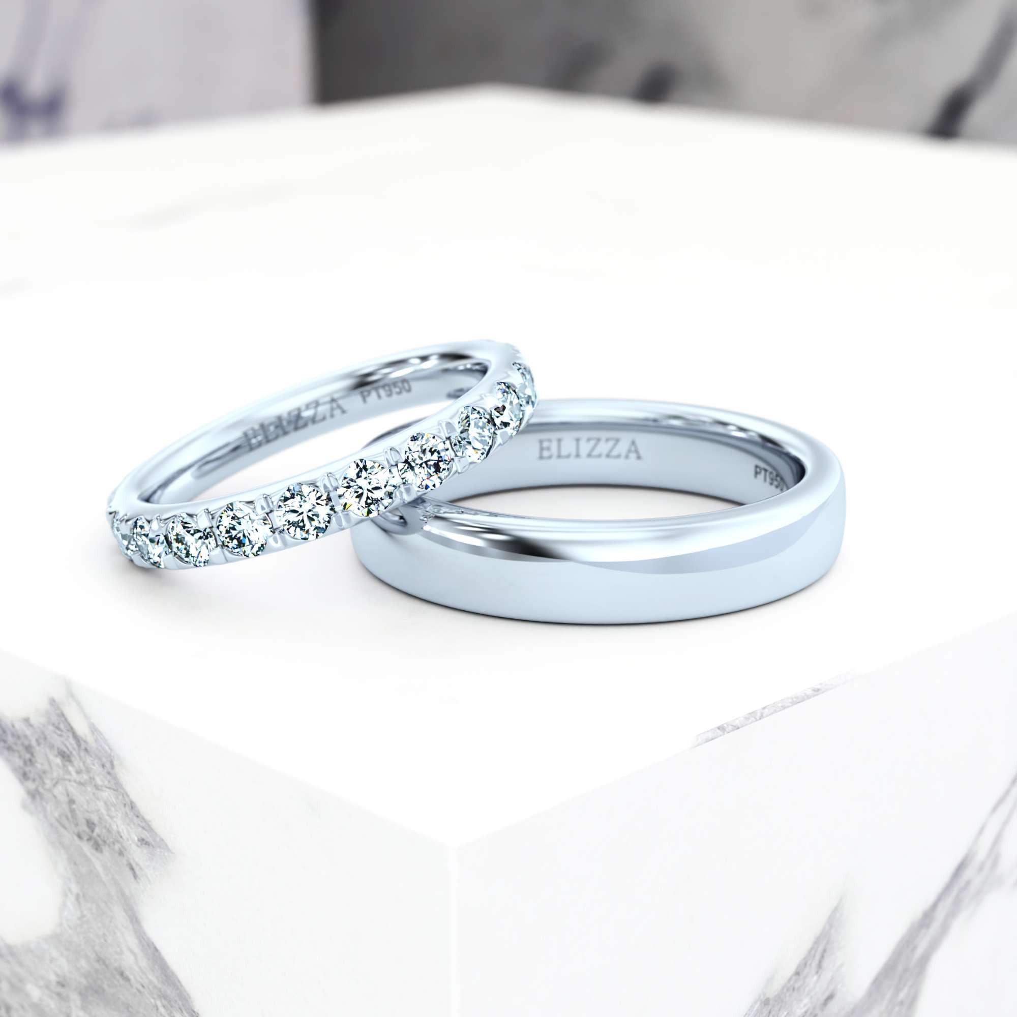 Wedding ring Classic Alliance Petite | Petite | For her | 14K White gold | 50% | Natural 3