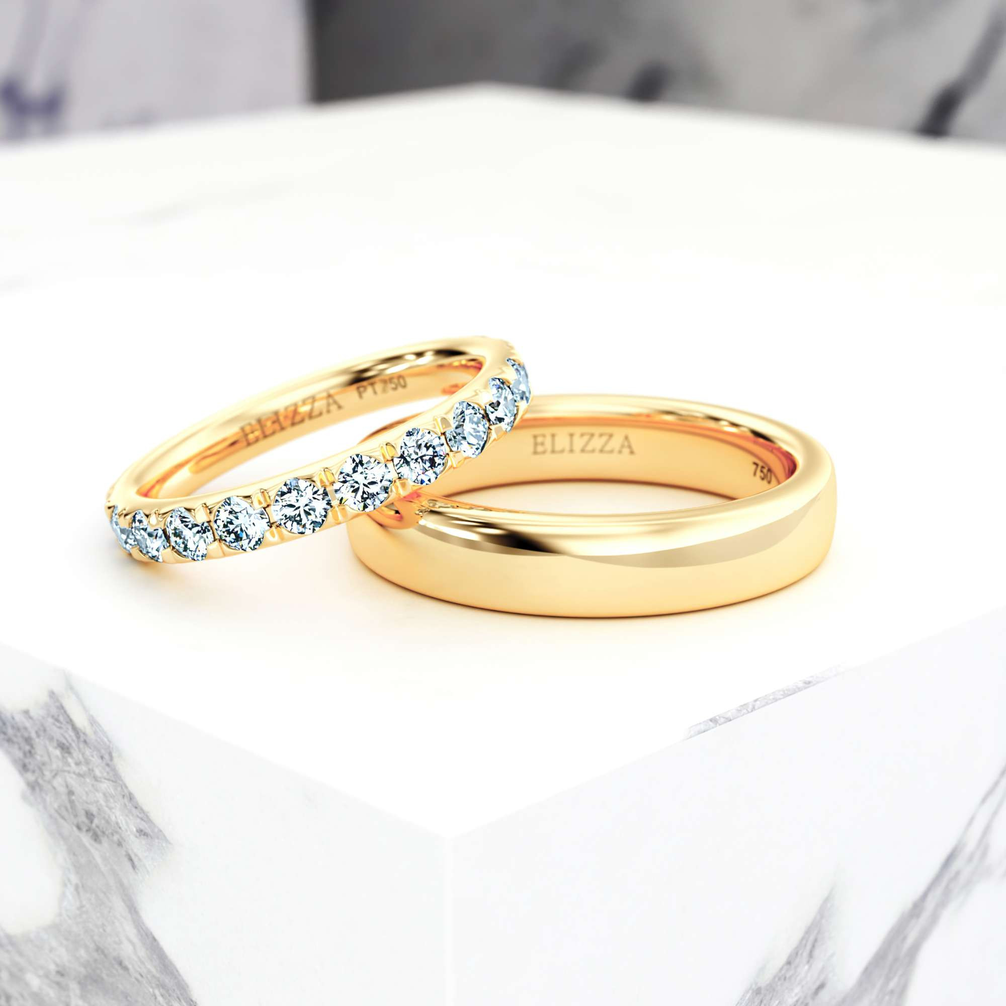 Wedding ring Classic Alliance Petite | Petite | For her | 14K Yellow gold | 50% | Natural 3