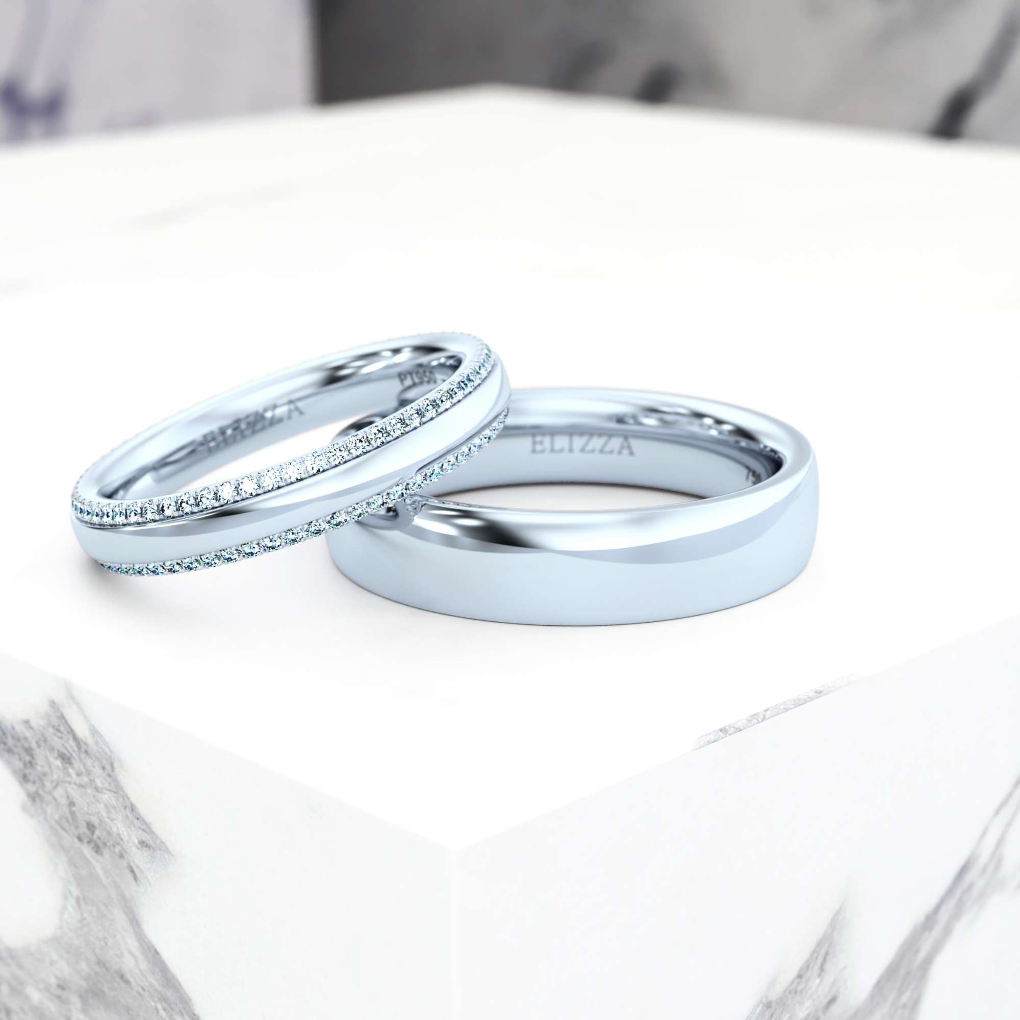 Anneau de mariage Elazar Couple | Platine | 1