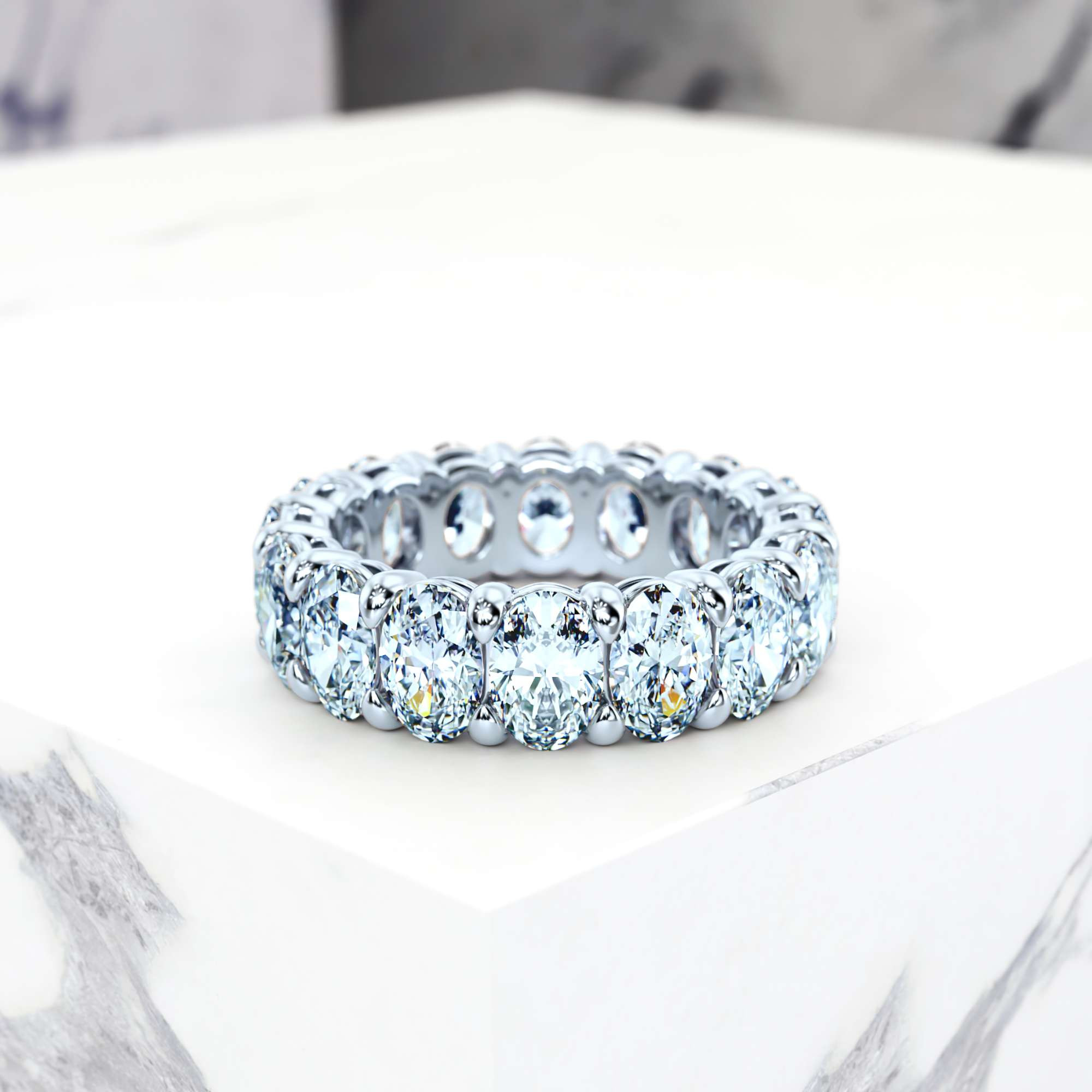 Wedding ring Elle Oval Grand | For her | 14K White gold | 50% | Natural 1