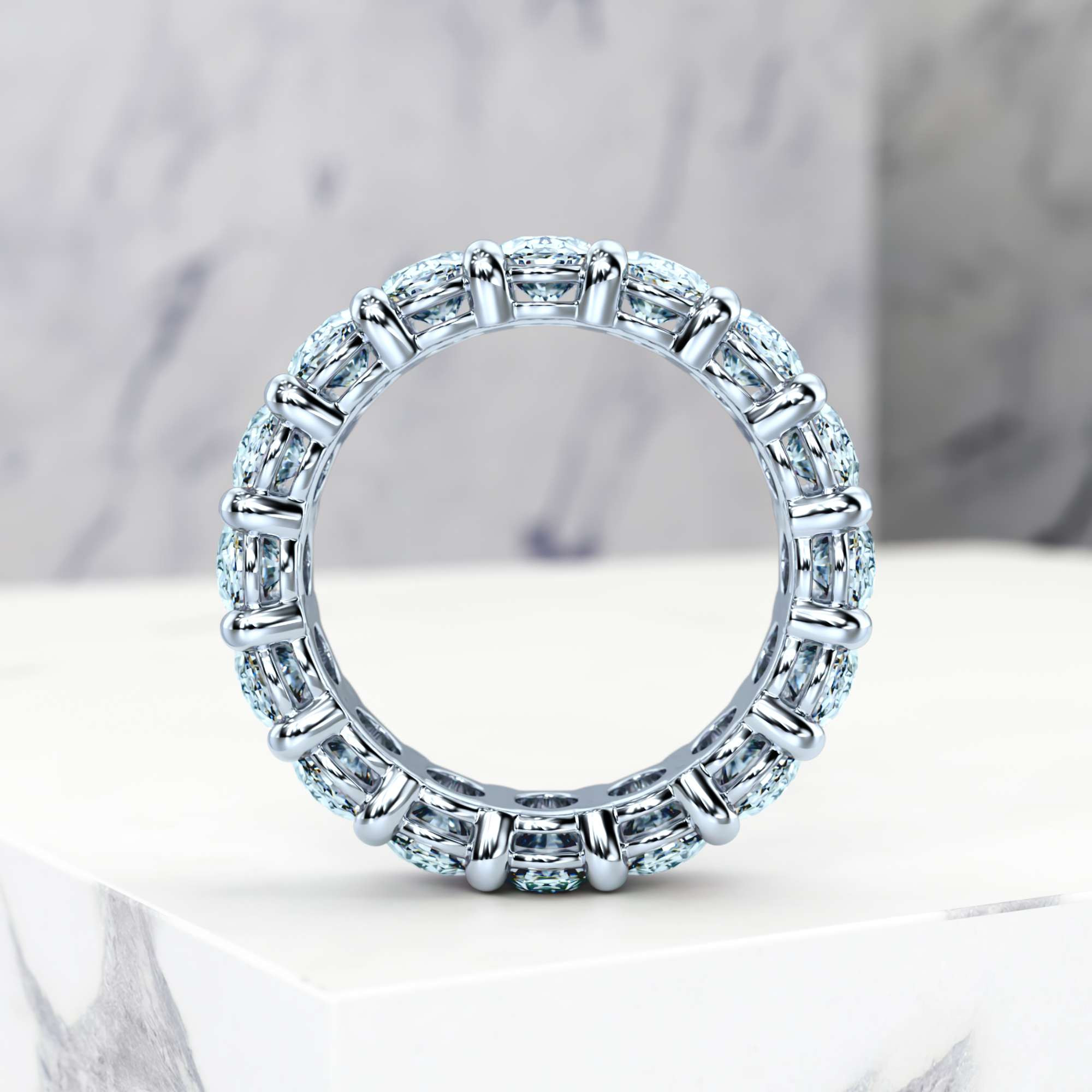 Wedding ring Elle Oval Grand | For her | 14K White gold | 50% | Natural 2