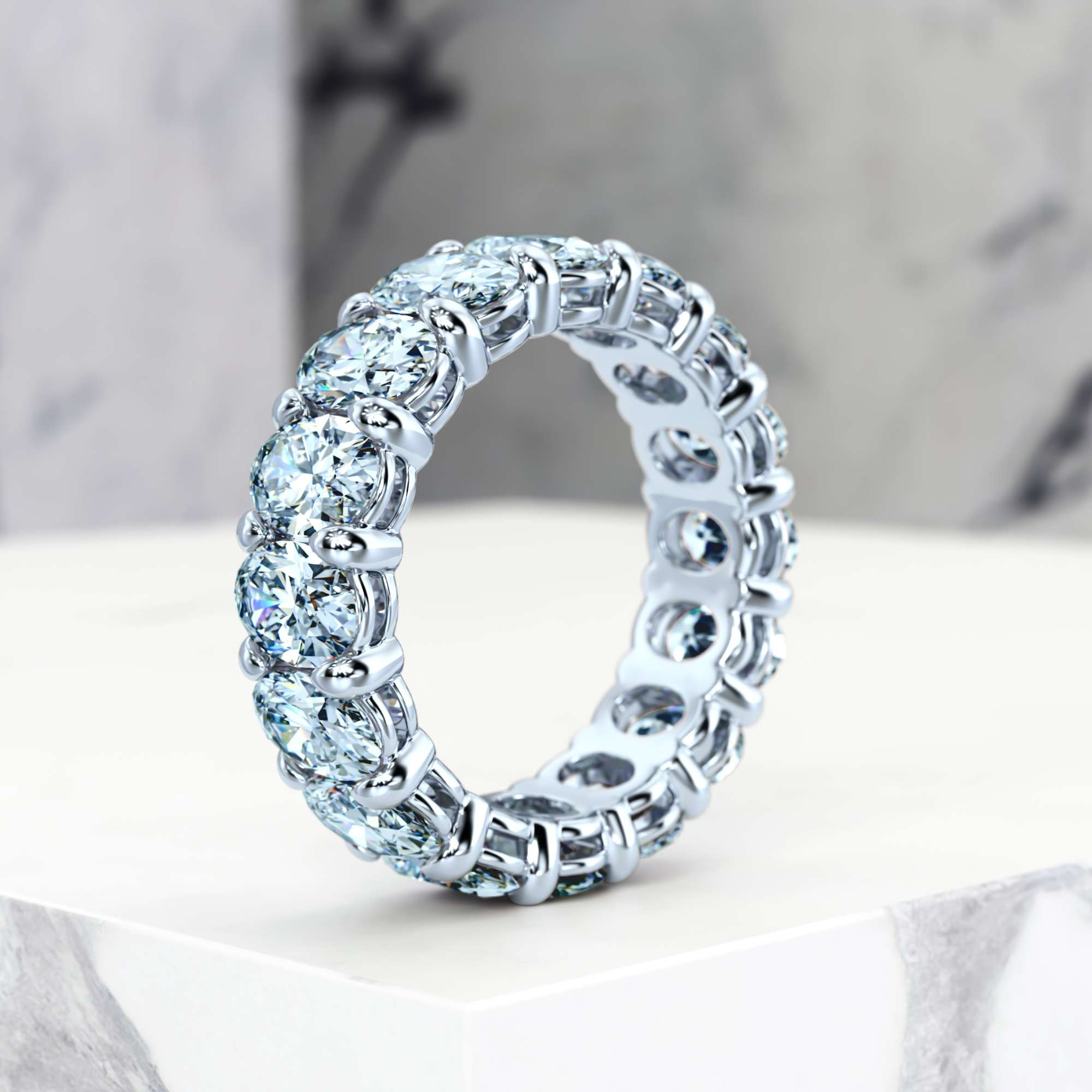 Wedding ring Elle Oval Grand | For her | 14K White gold | 50% | Natural 3