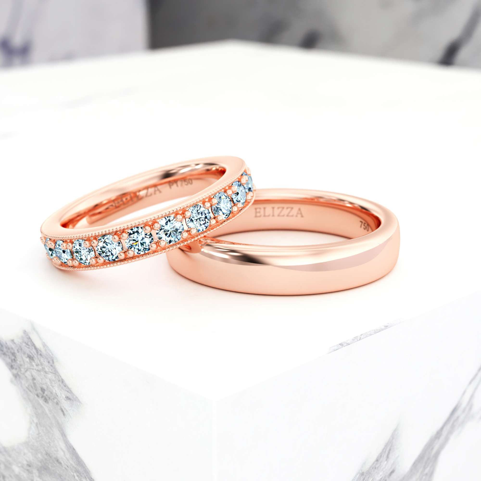 Wedding ring Milgrain Vintage Grand | Grand | For her | 18K Rose Gold | 50% | Natural 3