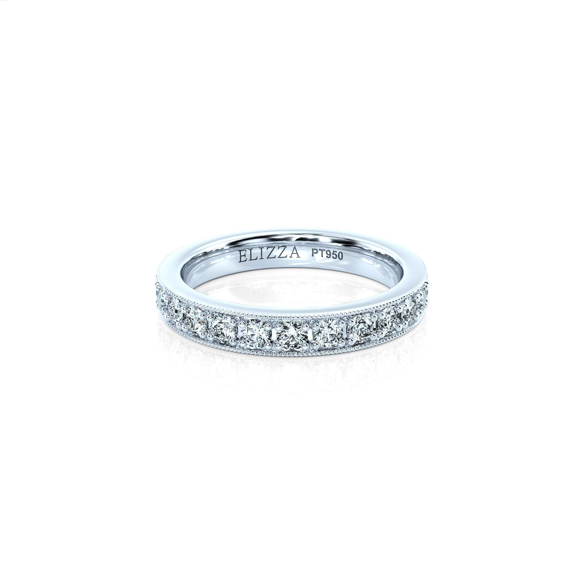 Wedding ring Milgrain Vintage Media | Natural diamond | Platinum | Media | 50% | For her | 1
