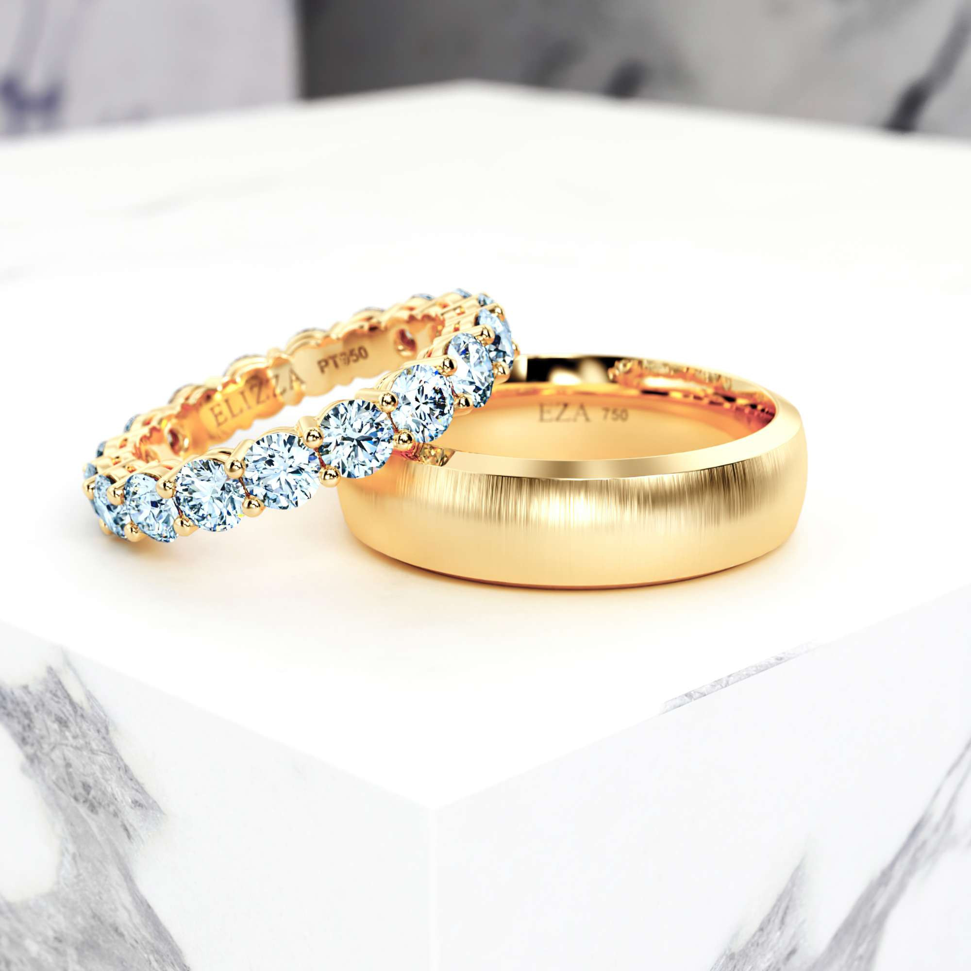 Wedding ring Vintage Basket Eternity Media | Media | For her | 14K Yellow gold | 50% | Natural 3