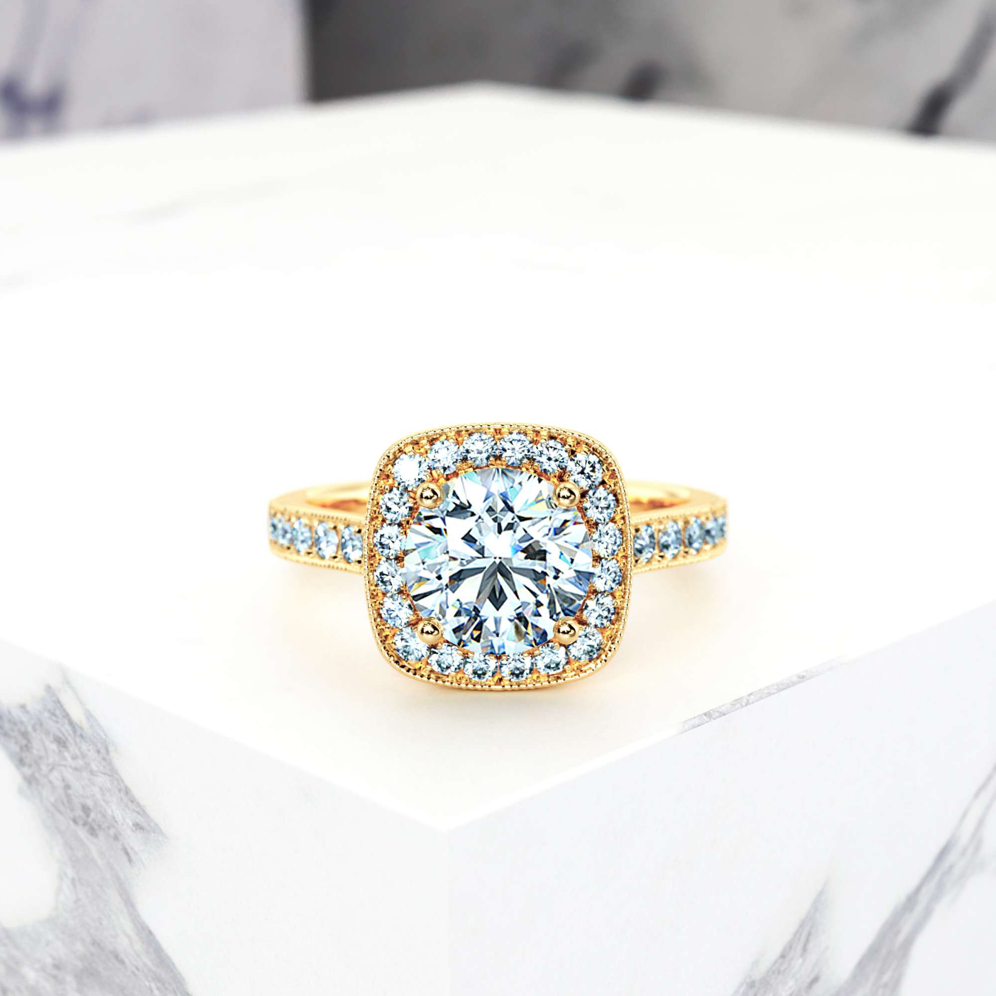 yellow gold vintage round elizza engagement ring