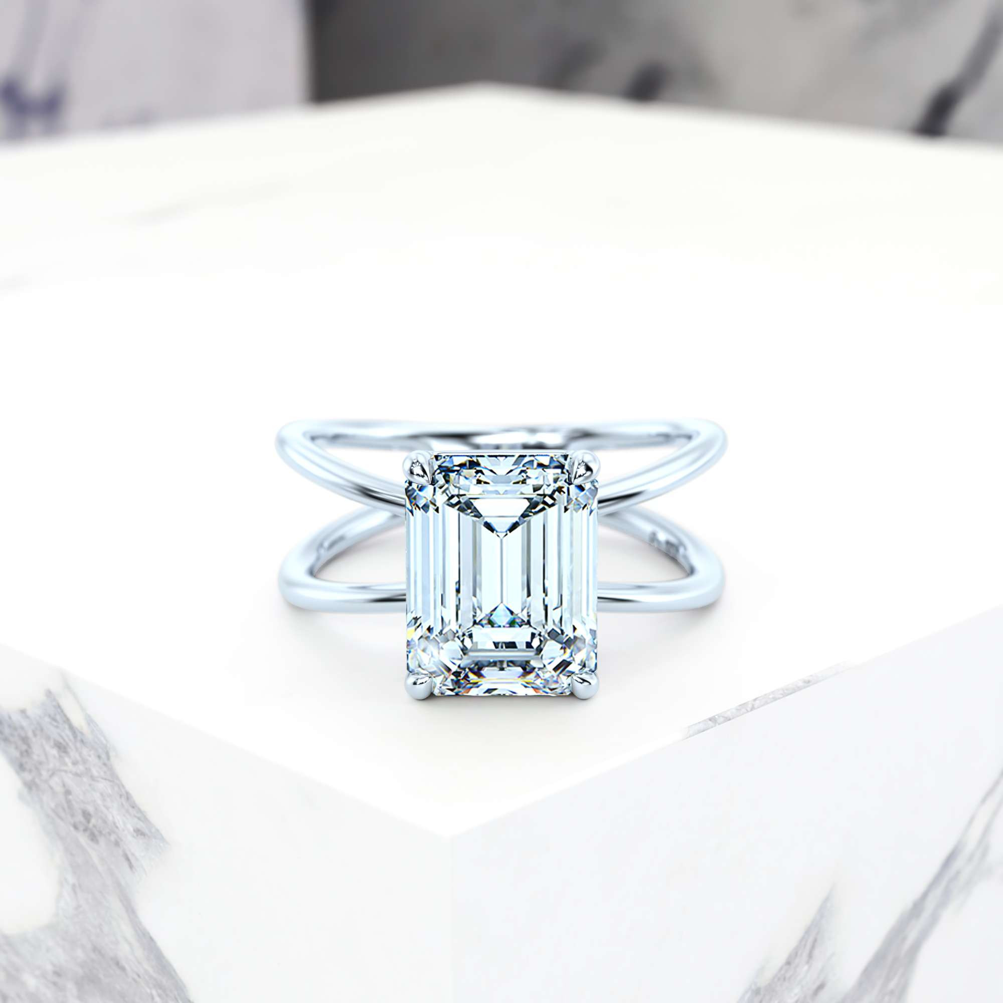 artistic emerald platinum elizza engagement ring